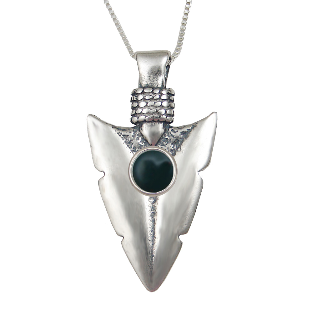 Sterling Silver Arrowhead of the Ancients Pendant With Bloodstone